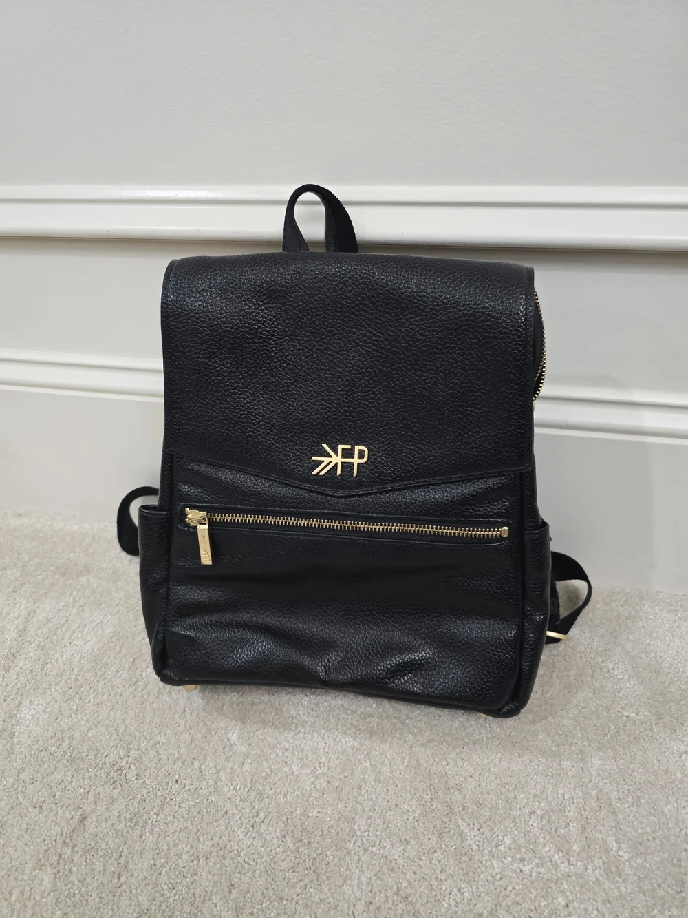 Foley + Corinna Black Pebbled Leather Backpack